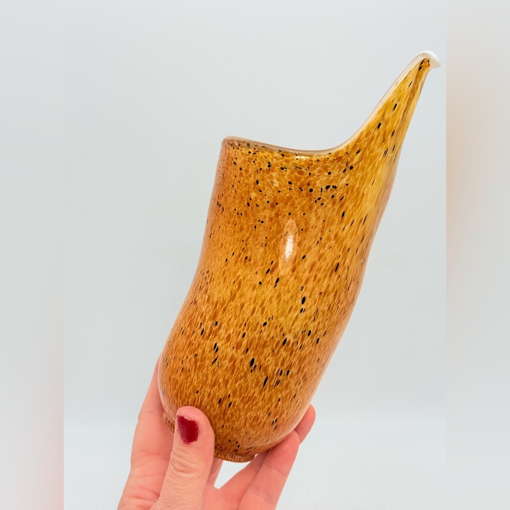 Vintage Hand Blown Art Glass Lampshade | Amber Gold Tortoise Pattern